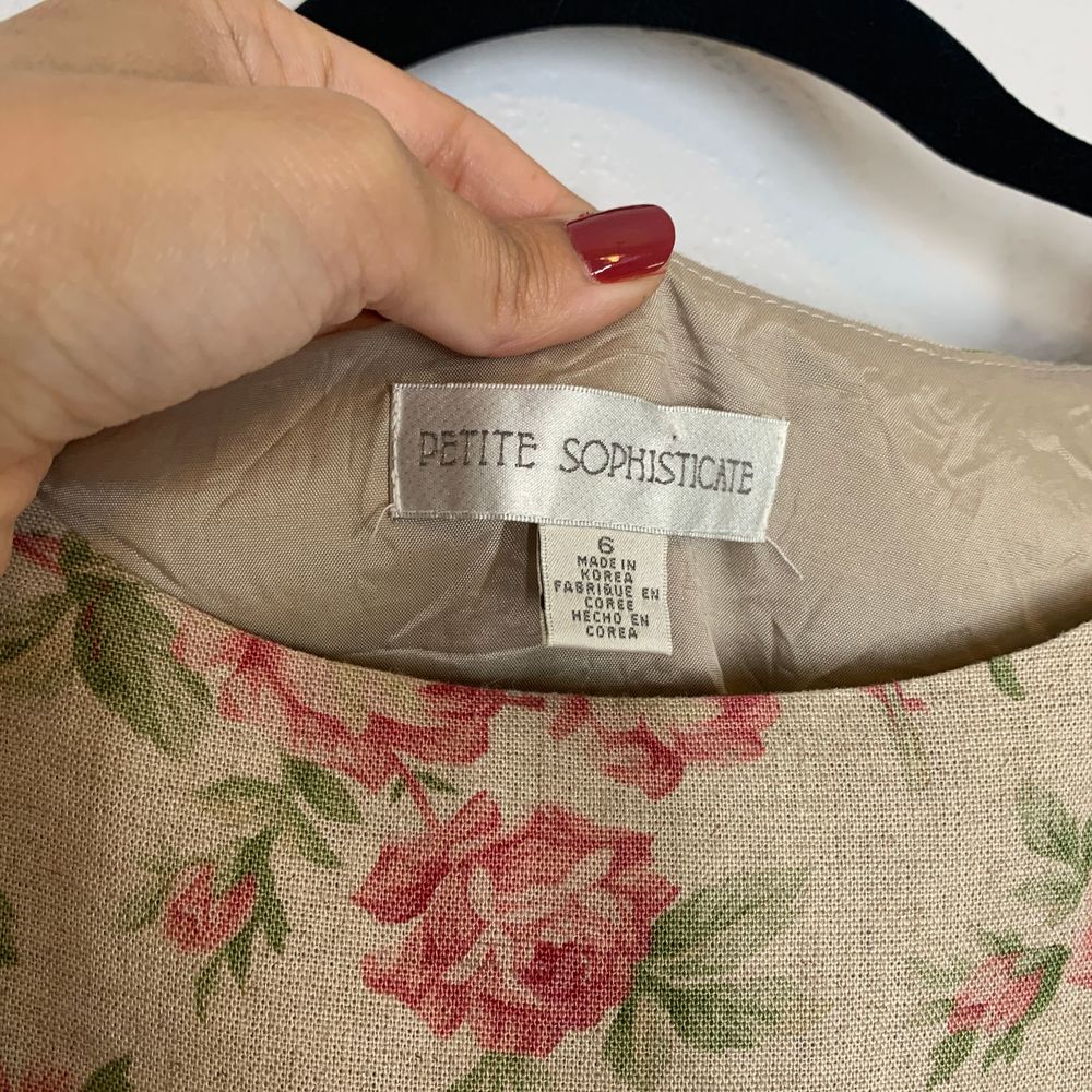 Vintage Floral Maxi Dress Linen Blend Sleeveless - Picture 6 of 10